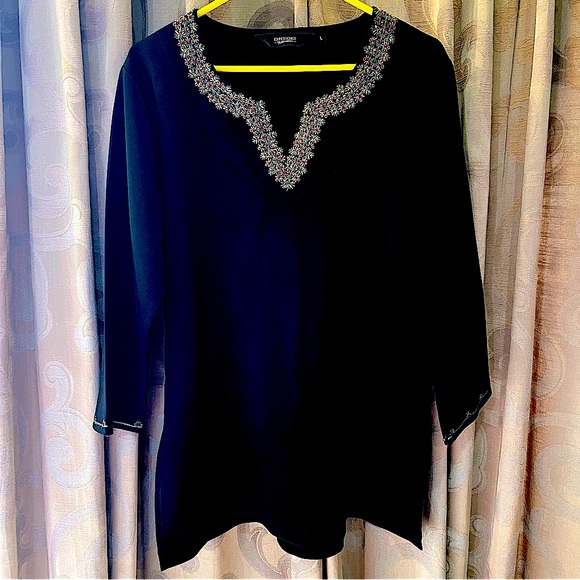 Black Kurta with fine embroidery (Large)